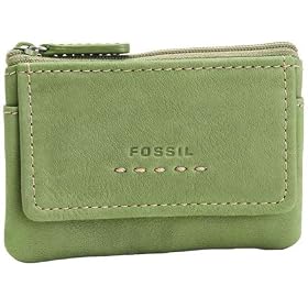 Fossil Ladies Leather Coin Purse - Pop Stitch Key Coin Purse (Color: Lime)