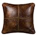 HiEnd Accents NS4090P1 Cross Stitched Pillow Faux Leather & Hand Stitched Accents Stitched Pillow