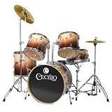 Cecilio 2Sereis DS - 280BG High - Grade 5 - Piece Brown Drum Set with Cymbals and Seat - B0023AVA3G