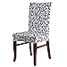 SHZONS™Super Fit Stretch Removable Washable Solid Dining Chair Slipcovers Seat Protector Covers(Pack of 4,GrayBlack)