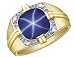 Star Sapphire Men's Ring with Diamonds in Yellow Gold