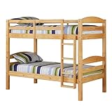 WE Furniture Twin over Twin Solid Wood Bunk Bed, Natural