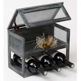 Cave � fromages et compartiment 3 bouteilles en bois gris DOLLY N 32x18x24 cm