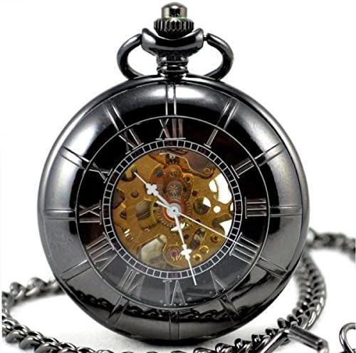 Retro Roman Number White Pointer Gold Skeleton Hand Winding Mechanical Pocket Watch