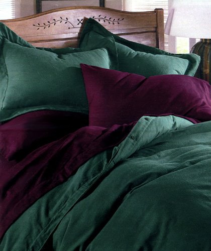 5.5 oz. Flannel Full/Queen Duvet Cover Set - Burgundy