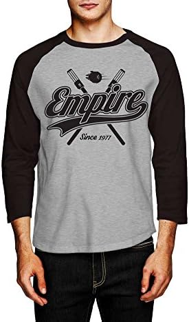 Star Wars-Empire Baseball Tee-Star Wars Inspired Fashion Black and Charcoal Grey with 3/4 sleeves (3X-Large)