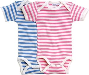 Organic Short Sleeve Babybody One Piece - 0-3m Blue Stripe