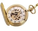 Mechanische Taschenuhr in Gold mit freier Sicht auf die Mechanik