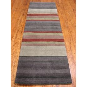 3x8 Gray Hand Tufted Wool Gabbeh Runner Rug by Heritage Unlimited