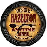 Hazelton 's Family Diner Black Cascading Pub Style Wall Clock