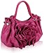 Womens Designer Pink Oversized Rose Ruffle Shoulder Handbag