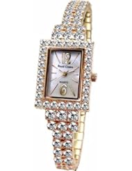 Gemorie Women Fashion Rectangular Watch with Jewelry Band in Rose Gold Plating (128965-RG)