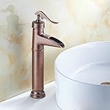 Fuloon Vintage Style Single Control Rustic Bathroom Faucet, Antique Copper Finish Bathroom Sink Faucet