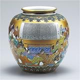 九谷焼 8号花瓶　本金百人一首 　仲田錦玉作【限定品】の画像