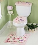Cherry Blossom & Butterflies Pink Commode Set by Collections Etc