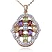 18k Yellow Gold Overlay Sterling Silver Multi-Gemstone & Diamond Pendant, 18