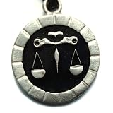 Libra the Scales, European Zodiac Pewter Pendant with Adjustable Cord Necklace
