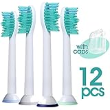Standard Replacement Brush Heads for Philips Sonicare HX6014/13 ProResults (4, 8, 12 or 20 Pack) | Fits: Easyclean, DiamondClean, HealthyWhite, Flexcare [12 Pack]