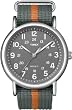 Timex Men's T2N649KW Weekender Gray and Orange Slip Through Strap Watch