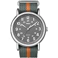 Timex Men's T2N649KW Weekender Gray and Orange Slip Through Strap Watch