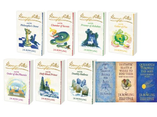 Harry Potter, Paperback Bloomsbury, with British Slang, 10 Book Set, Philosopher's Stone, Chamber of Secrets...