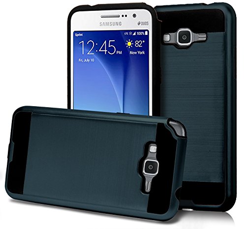 J7 Case, Phonelicious® SAMSUNG GALAXY J7 (BOOST,VIRGIN,TMOBILE,METRO PCS) [Slim Fit] [Brushed Metal Texture] [Heavy Duty] Ultimate Drop Protection Rugged Cover w/ Screen Protector& Stylus (BLUE)