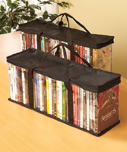 Set of 2 DVD Storage Bags (Holds 40 DVD's Each - 80 Total!). Convenient Travel Case for Media. Stackable, Easy to Carry.