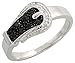 14 Karat Weissgold Guertelschnalle Diamanten Ring, mit 0.18 Karat Brilliantschliff Weiss & Schwarz Diamanten, (8.5mm) breit
