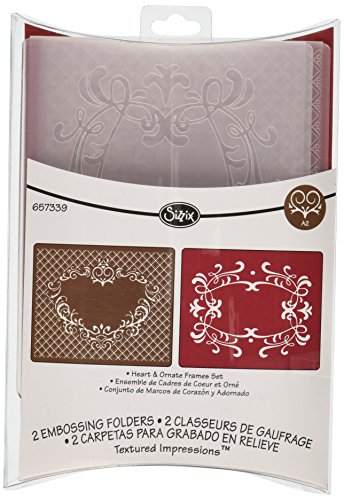Sizzix Textured Impressions Embossing Folders 2PK - Heart &amp; Ornate Frames Set by Stu Kilgour