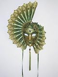 Venetian Carnival Wall Mask with Green Stones