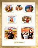 Old-time Cigar Labels Art - 3d Collage Display with Metal Plate on White