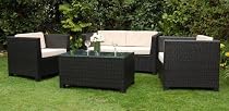 TRESCO BLACK RANGE RATTAN SYNTHETIC ALL WEATHER OUTDOOR GARDEN FURNITURE
