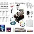 Custom All Inclusive T-SHIRT AIRBRUSH Starter Kit with S62 All-Purpose Airbrush and Air Compressor and 26 CREATEX Paint Colors and 3 Large Size T-Shirts