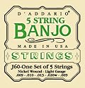 D'Addario Banjo Strings Set, Nickel Wound 9-20 Lite