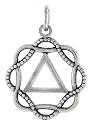 Sterling Silver Sobriety Symbol "Recovery" Pendant, 15/16" (24mm) tall