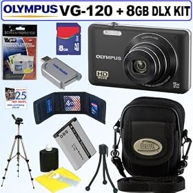 Click here to buy Olympus VG-120 14.0 MP Digital Camera (Black) + 8GB Deluxe Accessory Kit by Olympus.