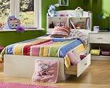 Logik Collection Mate's Bed with Bookcase Headboard in Pure White Finish By South Shore Furniture