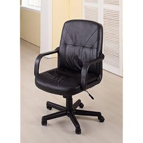 Black Leather Office Computer Desk Executive Chair w Gas Lift from Home Office Desk Chairs