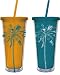 Insulated Cup w/Straw 20oz & Twist Off Lid 2 Asst, Sunset Palm