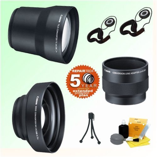 Canon TC-DC58C Tele Converter & WC-DC58B Wide Converter Lenses for Canon G7 Digital Camera + Accessory Kit w/5 Year Extended Warranties