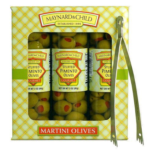 The Perfect Couple gift pack - Martini Olives, Cocktail Napkins and Tongs