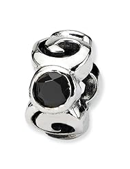 Sterling Silver Reflections Black CZ Bead