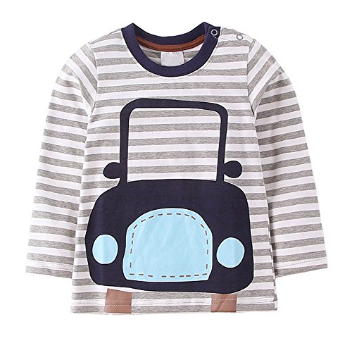 Fiream Boys' Cotton Crewneck Stripe Long Sleeve T-shirt