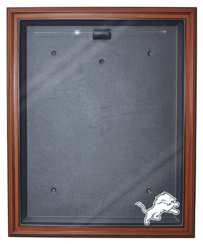 NFL Detroit Lions Cabinet Style Jersey Display -Brown
