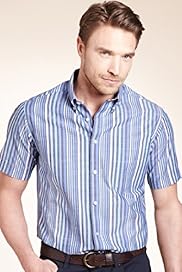 Blue Harbour Pure Cotton Multi Striped Slub Shirt