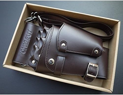 Hairdressers And Salon Professional Hair Cutting Kit Holster Bracket Holster Pockets Salon Scissors Bag Bag Case Genuine Brown Leather
