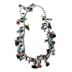 Fashion Beaded Anklet with Semi Precious Gemstones, 9" With Extender