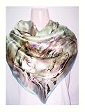 Satin Oil-Painted Abstract Print - Silk Square Scarf 35