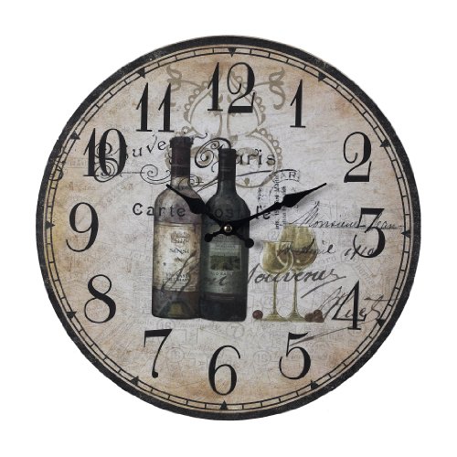 Sterling Home Wood French Wine Bottles Clock