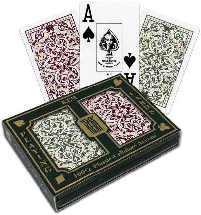 Kem Jacquard Playing Cards: 2-Deck Set Green/Burg (Bridge - Narrow)